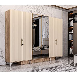 Mimoza Tamamı Mdf 6 Kapaklı Membran Kaplama Yatak Odası Takımı Baza Hariç Montaj Dahil