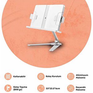 Npo Std007 Okuma Açısı Ayarlı Koruma Kıskkaçlı Alüminyum&abs Kitap/tablet/dergi Standı Modern Rahle