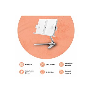 Npo Std007 Okuma Açısı Ayarlı Koruma Kıskkaçlı Alüminyum&abs Kitap/tablet/dergi Standı Modern Rahle