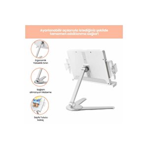 Npo Std007 Okuma Açısı Ayarlı Koruma Kıskkaçlı Alüminyum&abs Kitap/tablet/dergi Standı Modern Rahle