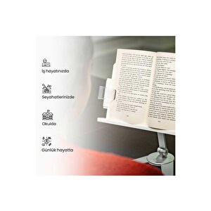 Npo Std007 Okuma Açısı Ayarlı Koruma Kıskkaçlı Alüminyum&abs Kitap/tablet/dergi Standı Modern Rahle