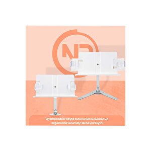 Npo Std007 Okuma Açısı Ayarlı Koruma Kıskkaçlı Alüminyum&abs Kitap/tablet/dergi Standı Modern Rahle