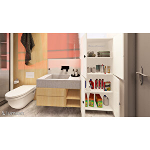 Mut Mdf 4 Raflı Çok Amaçlı Mutfak Banyo Ayakkabılık Dolabı 50cm