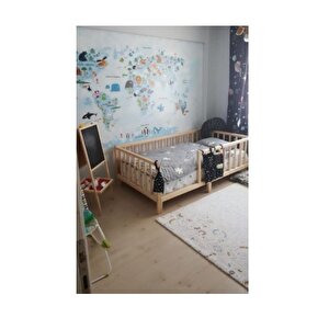 Alyans Montessori Ithal Çam Ahşap Çocuk Beşik Yatak Geçmeli 80x130 Cm