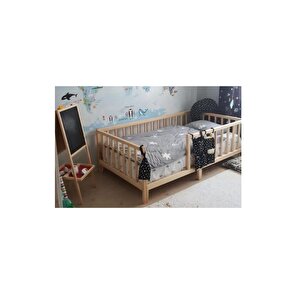 Alyans Montessori Ithal Çam Ahşap Çocuk Beşik Yatak Geçmeli 90x190 Cm