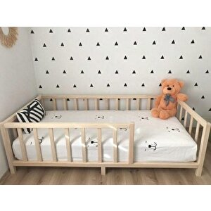 Damla İthal Masif Ladin Ahşap Montessori Karyola 80*180 Cm