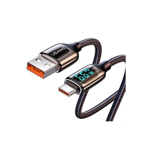 Usams Us-sj544 Dijital Göstergeli,çipli,örgülü,1.2m Pd 66w Usb To Type-c Hızlı Şarj Ve Data Kablosu