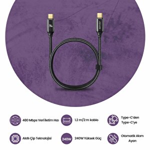 Usams Us-sj581 Pd3.1 Type-c To Type-c Çinko Alaşım 240w Hızlı Şarj Ve Data Kablosu 2m