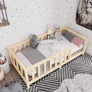 Akasya Montessori Ahşap Karyola Yatak Beşik Ithal Çam 80x130 Cm