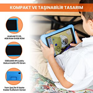 Npo 8" Ips Ekran 4gb 64gb Android 13.0 A133p 1.8ghz Antişok Çocuk Tableti Kids Tablet Mavi Rs407+