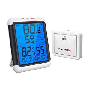 Thermopro Tp65 Dokunmatik Işıklı Geniş Ekran İç Ve Dış Mekan (sensörlü) Dijital Sıcaklık Ve Nem Ölçer