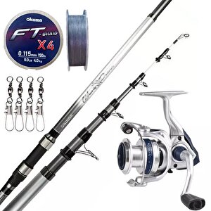 Yekoudoor Surf Kamışı Olta Seti Okuma Wave Power Tele Surf 4.20 Cm 100-200 Gr 5 Parça Surf Kamışı &okuma Aria-8000a Painting Silve