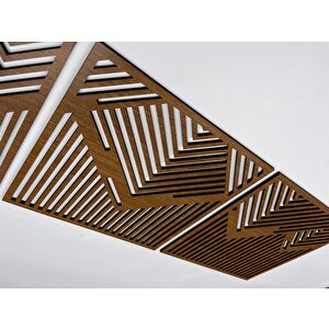Ahşap Duvar Tablosu, 3 Parça Ahşap Duvar Dekoru, Geometrik Karlı Dağ Duvar Paneli, Ceviz 58,5x58,5 Cm 58,5x58,5 cm