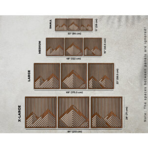 Ent Wood Art Ahşap Duvar Tablosu, 3 Parça Ahşap Duvar Dekoru, Geometrik Karlı Dağ Duvar Paneli, Ceviz 71x71 Cm
