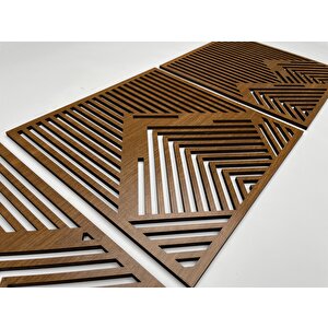 Ahşap Duvar Tablosu, 3 Parça Ahşap Duvar Dekoru, Geometrik Karlı Dağ Duvar Paneli, Ceviz 28x28 Cm 28x28 cm