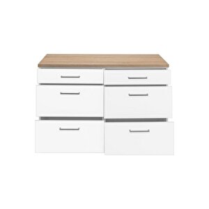 Ares Mutfak 6 Çekmeceli Alt Modül 120 Cm Beyaz -tezgah Dahil