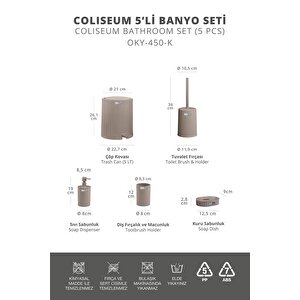 Okyanus Home Coliseum Vizon İç Kovalı Pedallı 5'li Banyo Seti