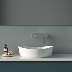 Rb140 Ruby Tezgah Üzeri Lavabo Ø40 Cm İnci Mat Beyaz