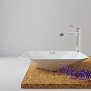 Rb040 Ruby Tezgah Üzeri Lavabo 40x40 Cm  İnci Mat Beyaz