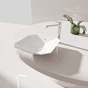 Rb040 Ruby Tezgah Üzeri Lavabo 40x40 Cm  İnci Mat Beyaz