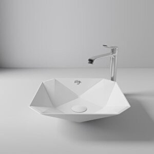 Rb040 Ruby Tezgah Üzeri Lavabo 40x40 Cm Parlak Beyaz
