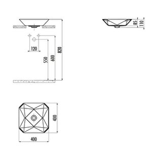 Creavit Rb040 Ruby Tezgah Üzeri Lavabo 40x40 Cm Parlak Beyaz