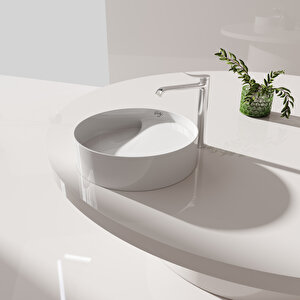 Rb141 Ruby Tezgah Üzeri Lavabo Ø40 Cm İnci Mat Beyaz