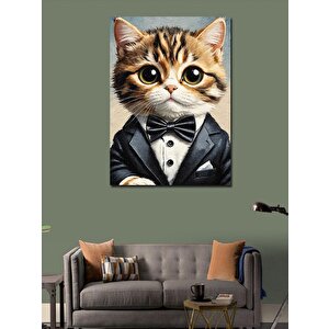 Kanvas Tablo Smokinli Kedi 70x100 cm