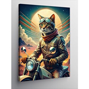 Kanvas Tablo Petro Motosiklet Ve Kedi