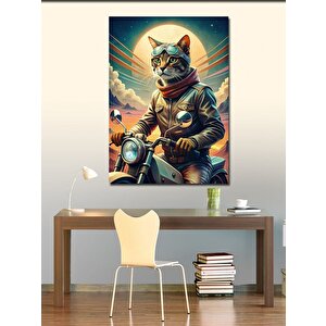 Kanvas Tablo Petro Motosiklet Ve Kedi