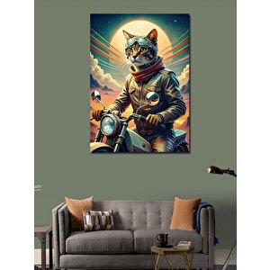 Kanvas Tablo Petro Motosiklet Ve Kedi
