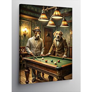 Kanvas Tablo Bilardo Oynayan Köpekler 70x100 cm