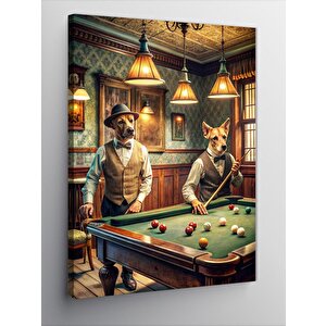 Kanvas Tablo Bilardo Oynayan Köpekler