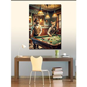 Kanvas Tablo Bilardo Oynayan Köpekler