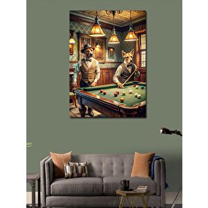 Kanvas Tablo Bilardo Oynayan Köpekler