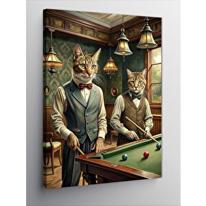 Kanvas Tablo Bilardo Oynayan Kediler 70x100 cm