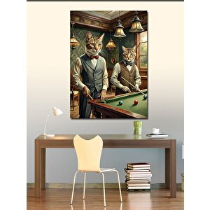 Kanvas Tablo Bilardo Oynayan Kediler 70x100 cm
