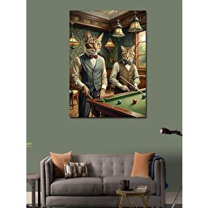 Kanvas Tablo Bilardo Oynayan Kediler 70x100 cm