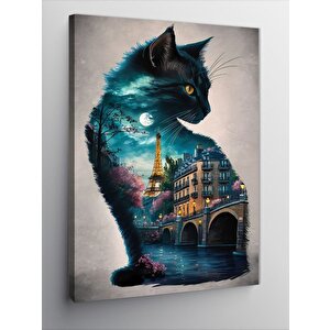 Kanvas Tablo Paris Ve Siyah Kedi 100x140 cm