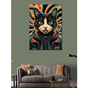Kanvas Tablo Siyah Beyaz Kedi