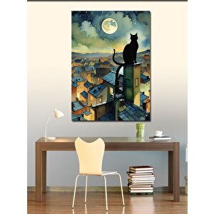 Kanvas Tablo Çatıdaki Siyah Kedi 70x100 cm