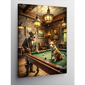 Kanvas Tablo Bilardo Oynayan Köpekler