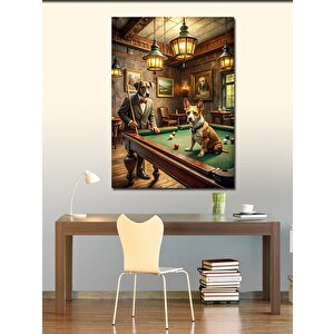 Kanvas Tablo Bilardo Oynayan Köpekler