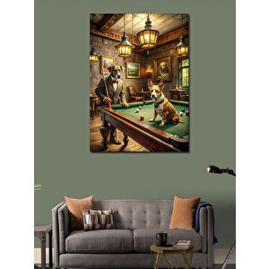 Kanvas Tablo Bilardo Oynayan Köpekler