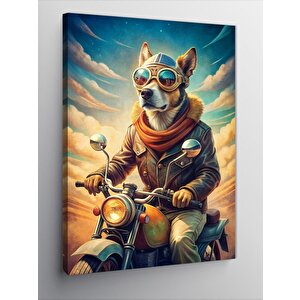 Kanvas Tablo Retro Motosiklet Ve Köpek