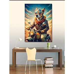 Kanvas Tablo Retro Motosiklet Ve Köpek