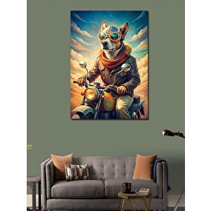 Kanvas Tablo Retro Motosiklet Ve Köpek