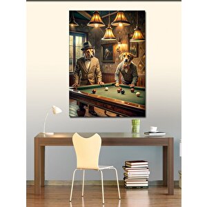 Kanvas Tablo Retro Bilardo Oynayan Köpekler 70x100 cm