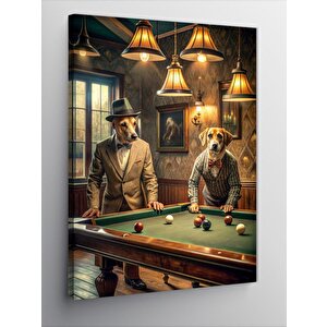Kanvas Tablo Retro Bilardo Oynayan Köpekler 100x140 cm