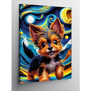 Kanvas Tablo Yavru Köpek Ve Van Gogh 100x140 cm